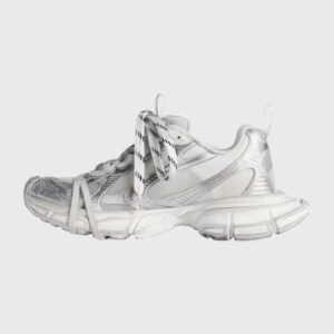 'Mesh Trainers In White/Silver'