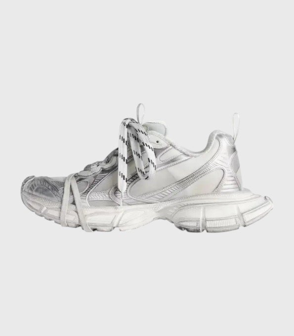 'Mesh Trainers In White/Silver'
