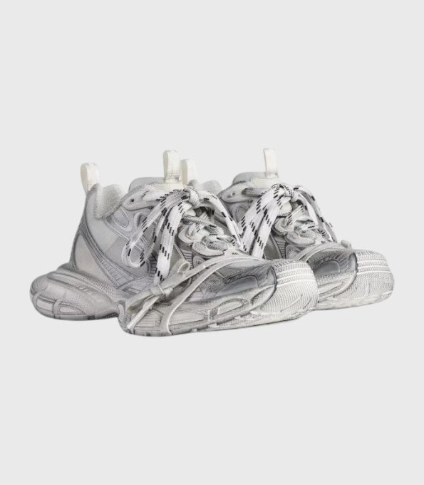 'Mesh Trainers In White/Silver'